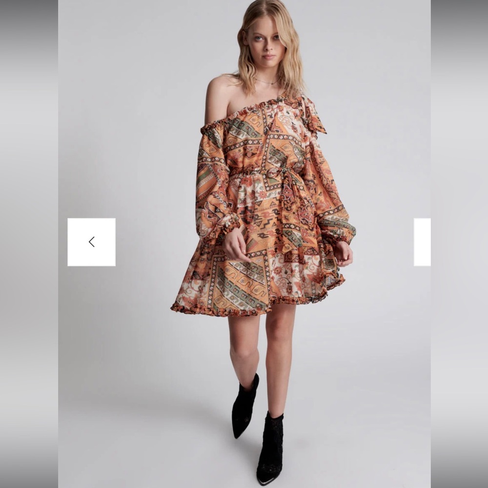 One Teaspoon BAZAAR PAISLEY ONE SHOULDER DRESS